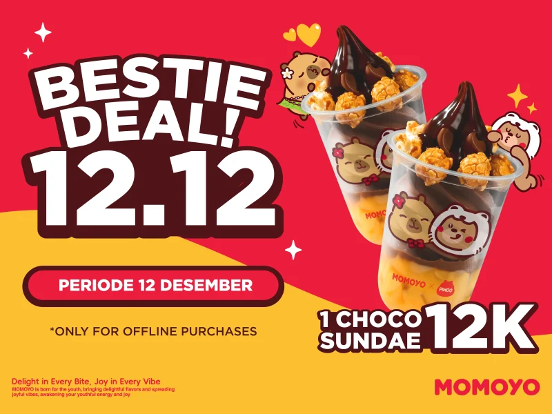 Promo 12.12 MOMOYO - Ice Cream Sundae Terbaru Hanya 12 Ribu 1 promo 12.12 es krim MOMOYO